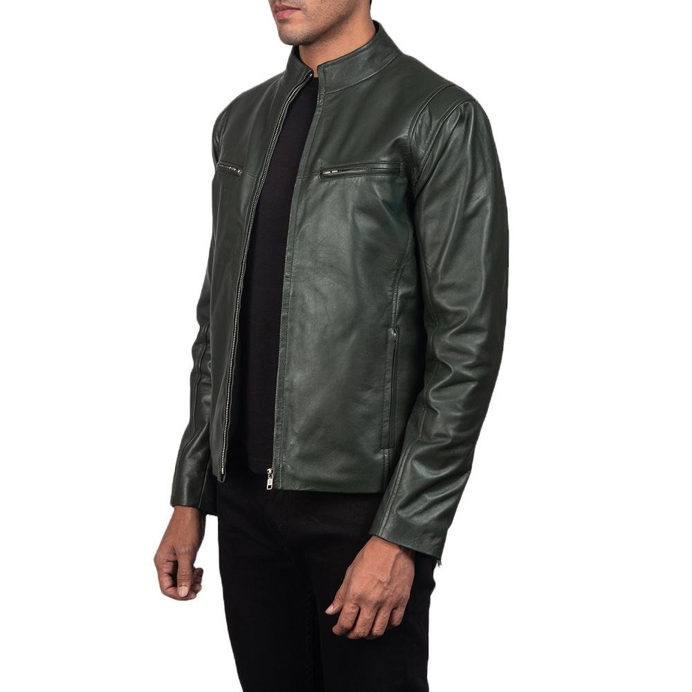 New Arrival Durable Men's Fashion Leather Jacket with High Quality Stand Collar and Full Sleeves for Winter Made in Pakistan