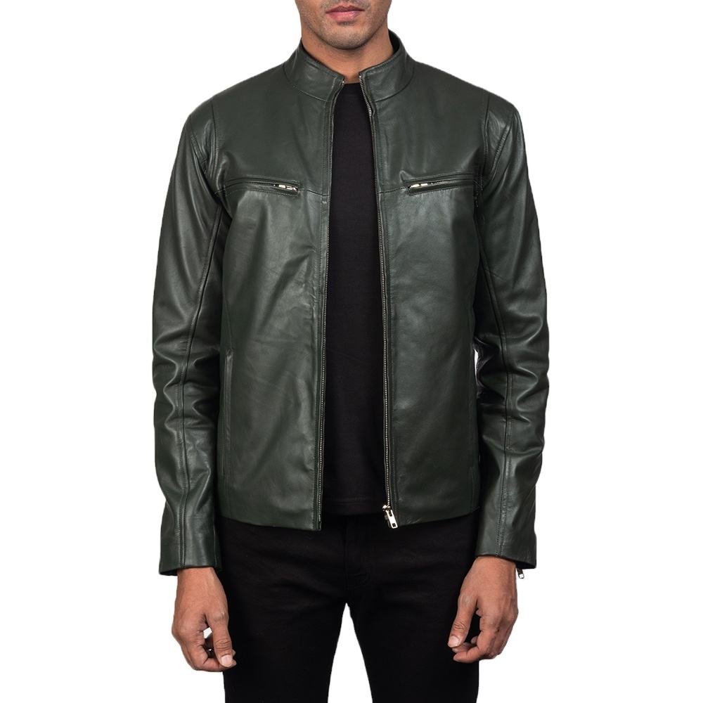 New Arrival Durable Men's Fashion Leather Jacket with High Quality Stand Collar and Full Sleeves for Winter Made in Pakistan