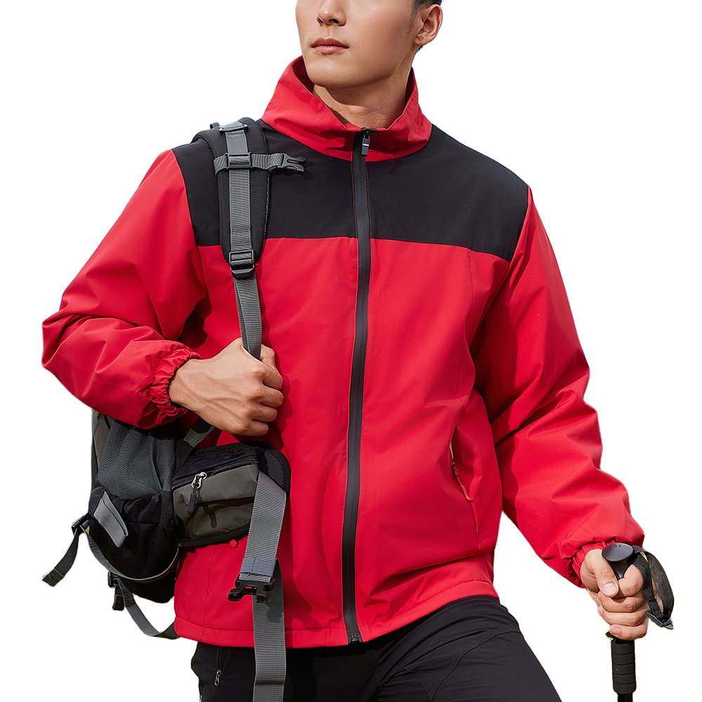 Custom Logo Men's Winter Sports Windbreaker Jacket 100% Polyester Breathable Comfortable Stand Collar Zipper Windproof Plus Size