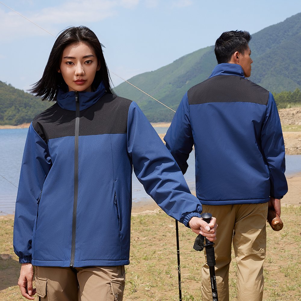 Custom Logo Men's Winter Sports Windbreaker Jacket 100% Polyester Breathable Comfortable Stand Collar Zipper Windproof Plus Size