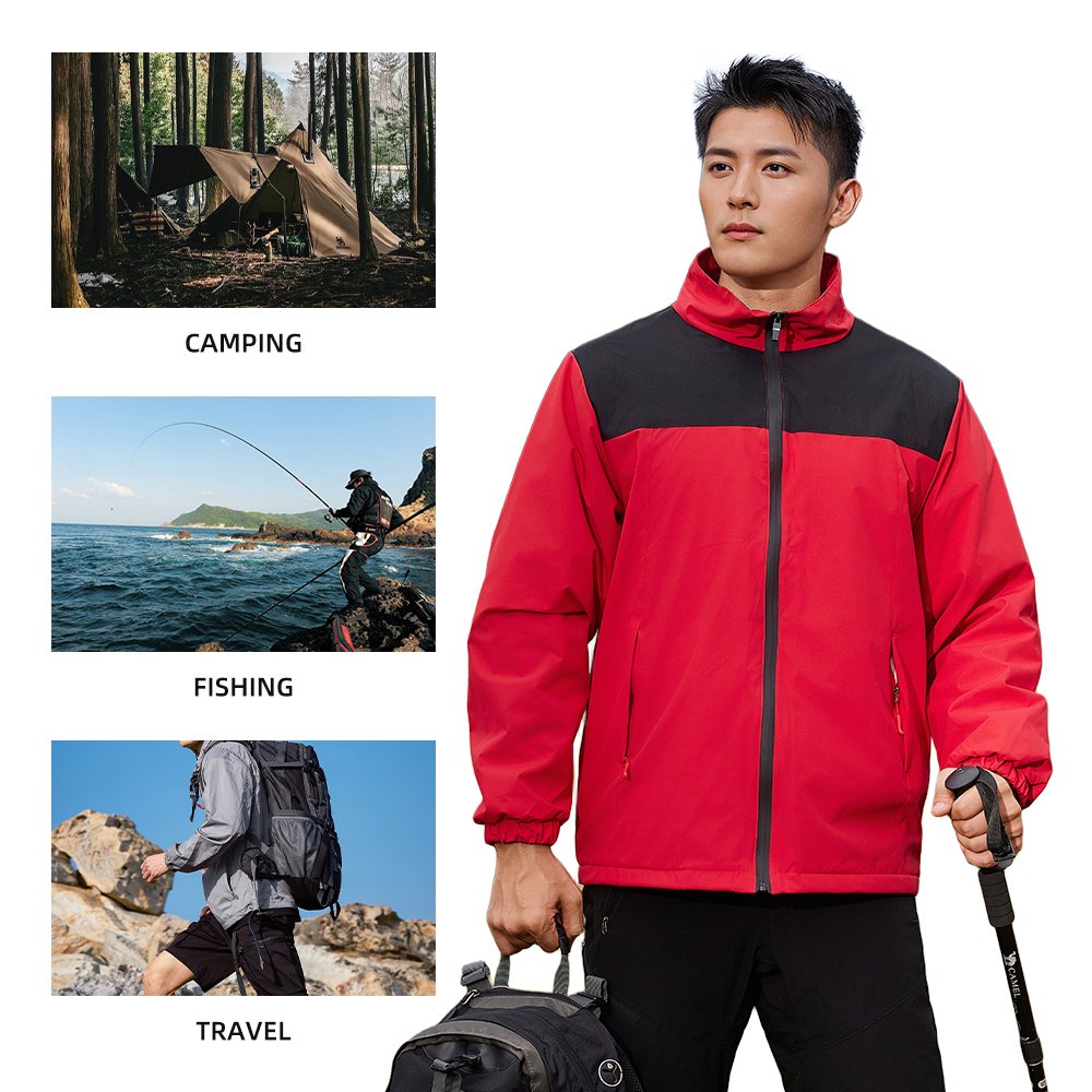 Custom Logo Men's Winter Sports Windbreaker Jacket 100% Polyester Breathable Comfortable Stand Collar Zipper Windproof Plus Size
