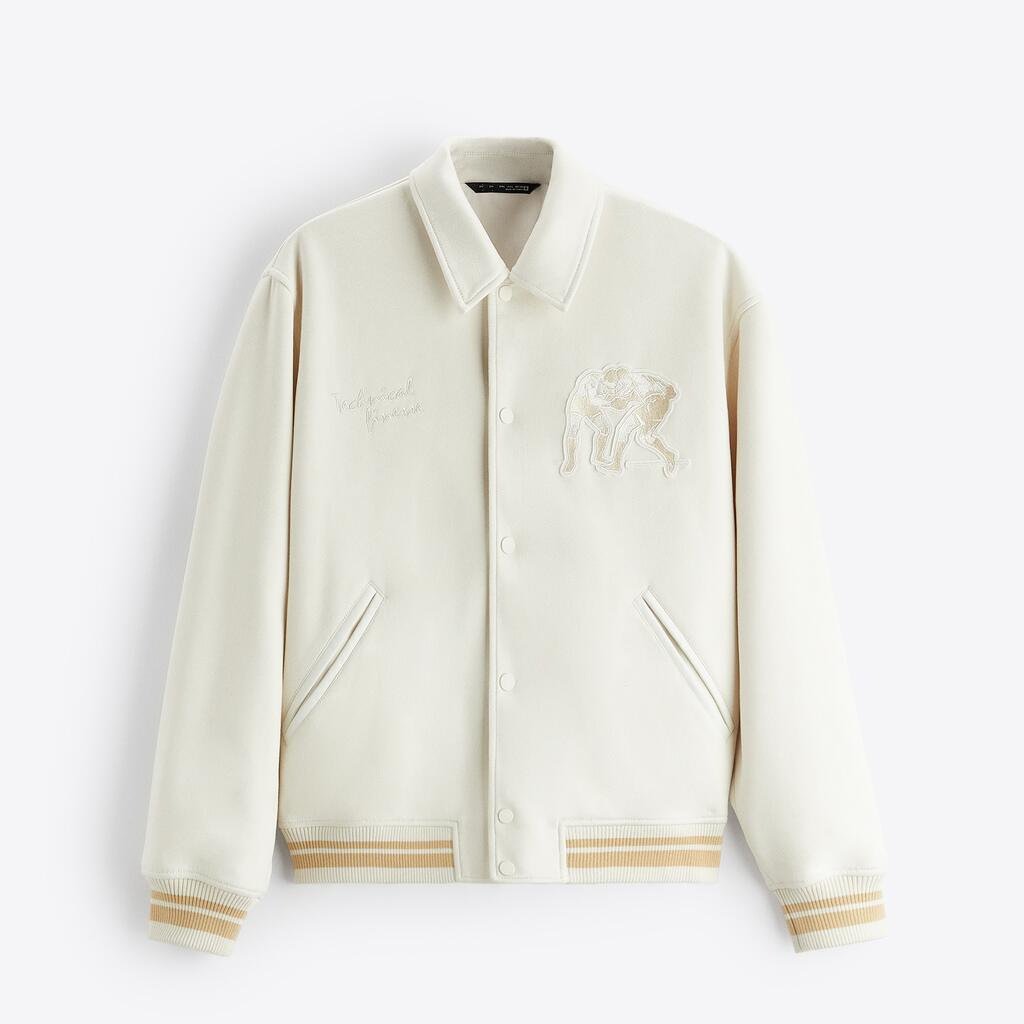 Men's Suede Bomber jacket Embroidered Short jacket