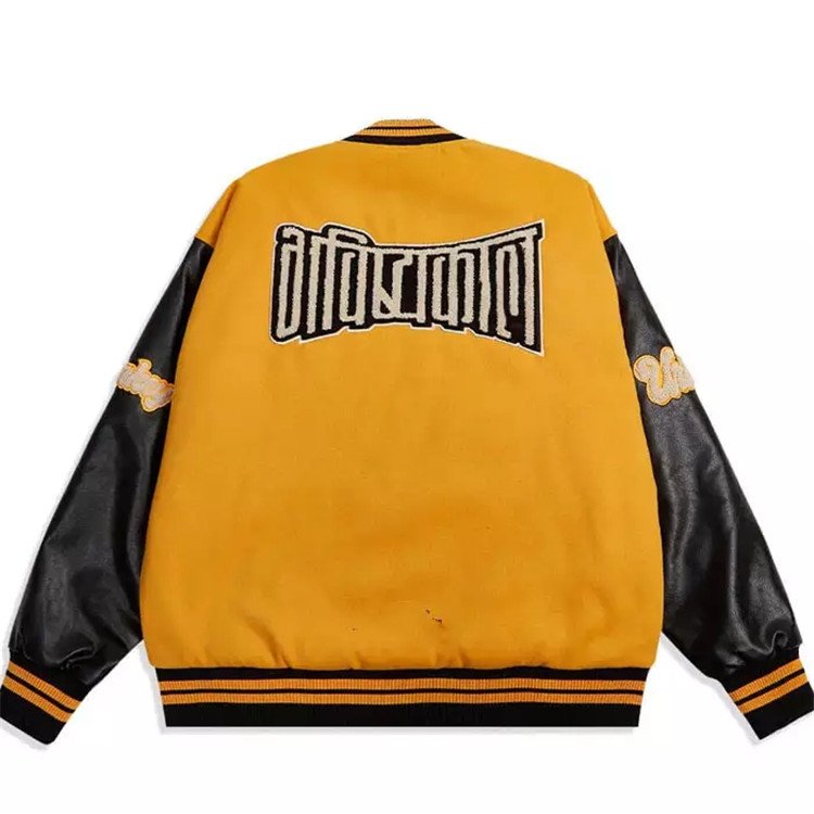 OEM Men's Hip Hop Wool Patch Chenille Embroidery Leather Sleeve Bomber Baseball Letterman Men's Varsity Jacket