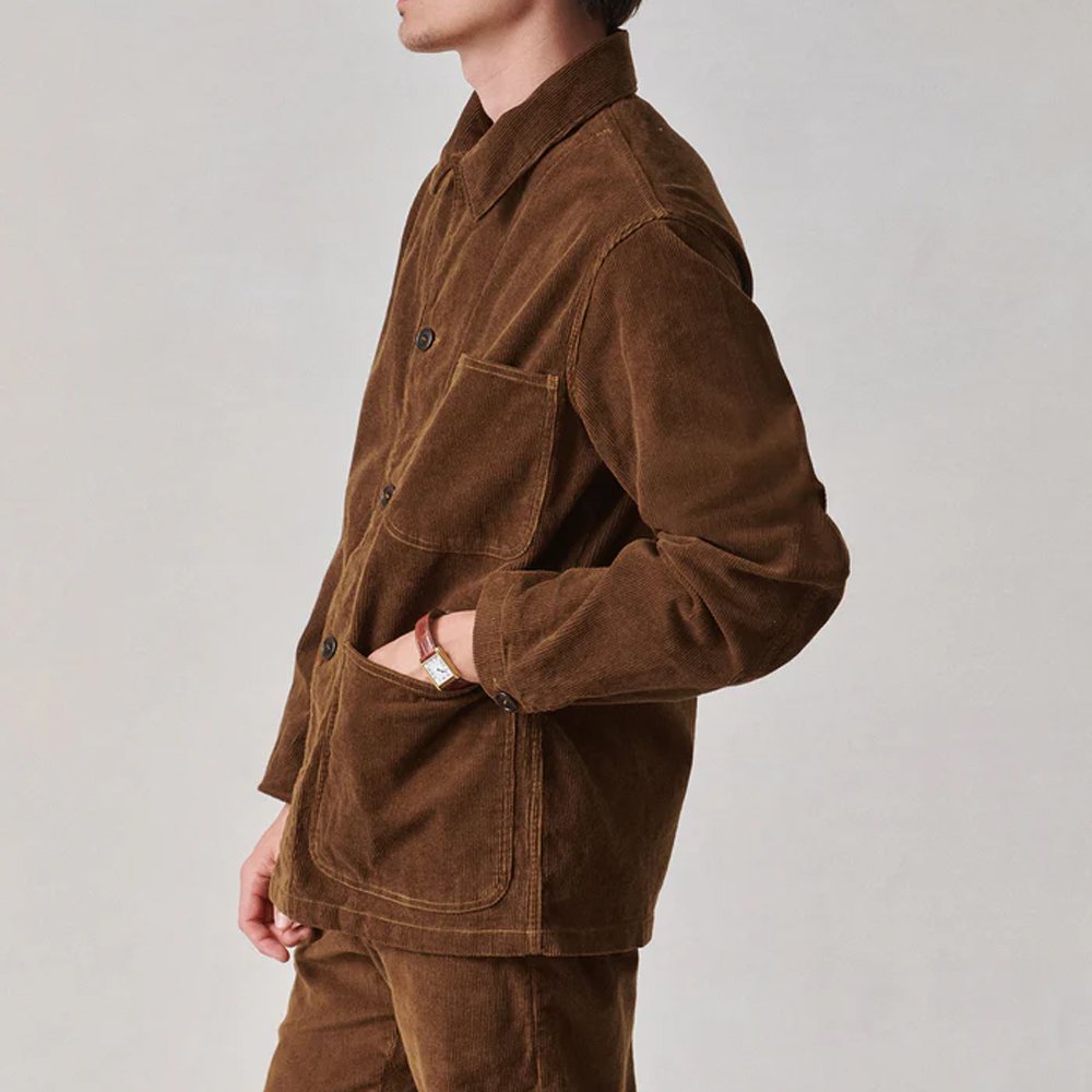 Custom Logo Corduroy Men's Jacket Cotton Casual Button Up Shirt Jacket Sportsman Stylish Corduroy Utility Jacket Coat