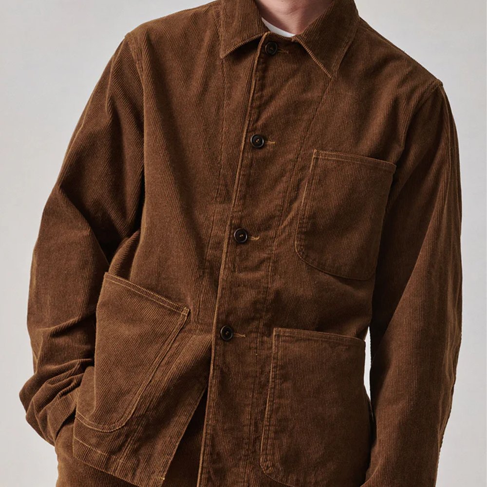 Custom Logo Corduroy Men's Jacket Cotton Casual Button Up Shirt Jacket Sportsman Stylish Corduroy Utility Jacket Coat