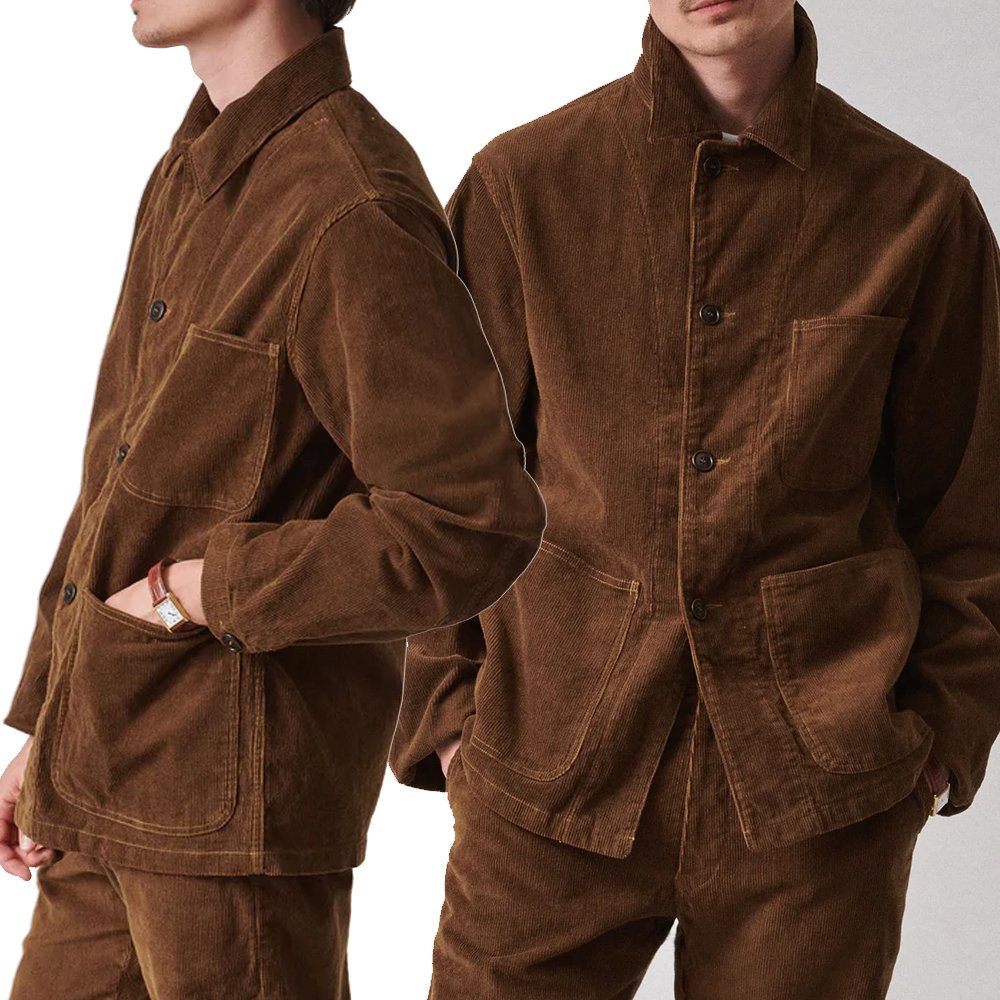 Custom Logo Corduroy Men's Jacket Cotton Casual Button Up Shirt Jacket Sportsman Stylish Corduroy Utility Jacket Coat