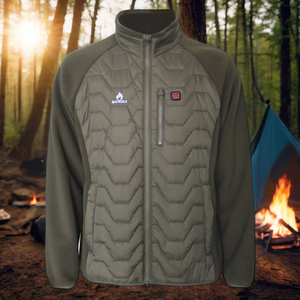 Men's Casual Fleece Jacket Winter Outdoor Heated Jacket 5 Heating Pad XL/2XL Size Stand Collar Logo Decoration Heated Jacket