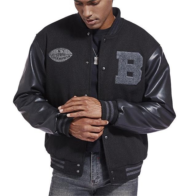 High Quality Varsity Jacket Men And Women Chenille Embroidery With Leather Sleeves Custom Varsity Baseball Jacket