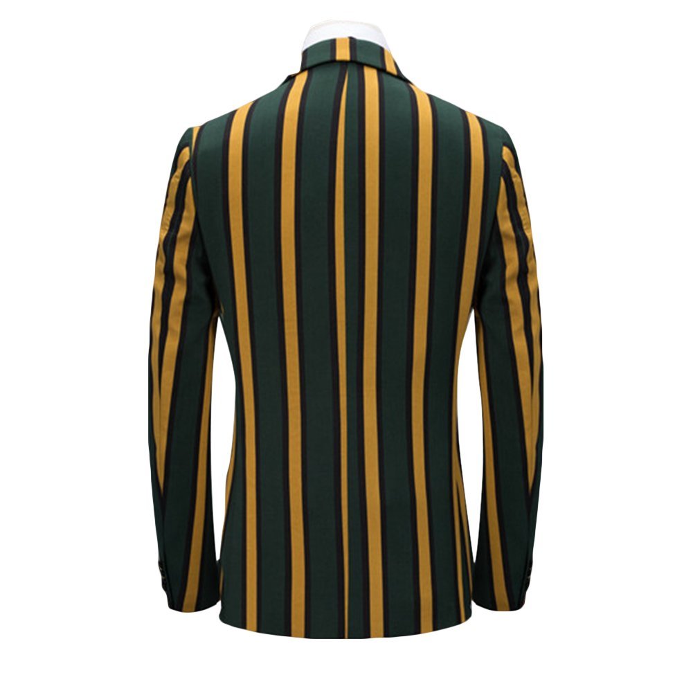 Men's Colored Striped 3 Piece Suit Slim Fit Tuxedo Blazer Jacket Pants Vest Set