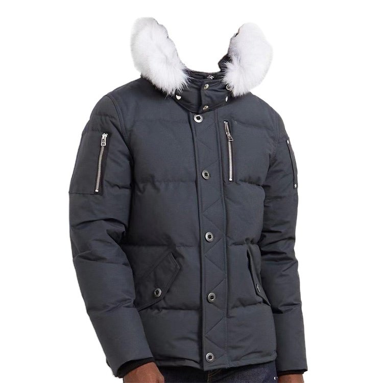 Palm Moose Men's Real Fox Fur-Trim Hooded Down Jacket Male Waterproof Winter Down Coat