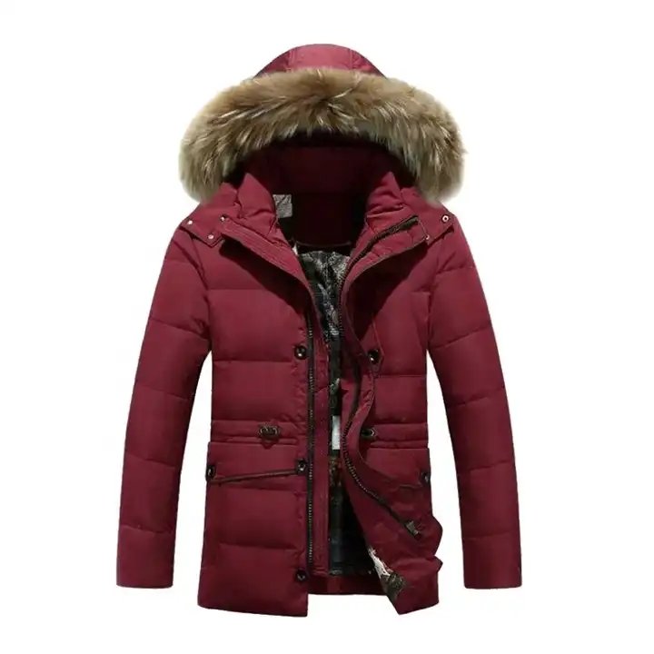 Winter Windproof Warm Men's Pakka Down Jacket with Fur Hood