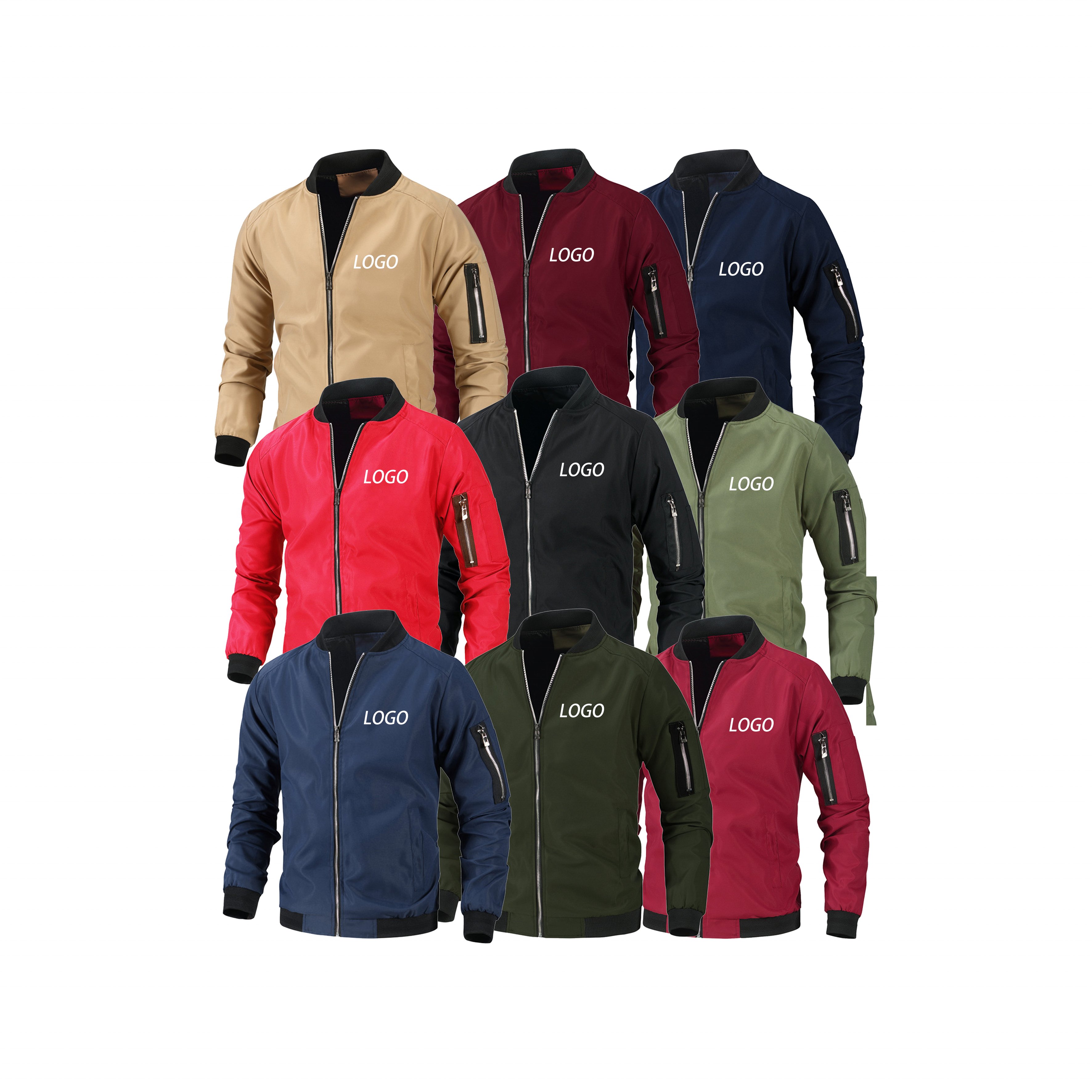Custom Logo Clothes Men's Jacket Windproof Autumn Long Sleeve Casual Jacket Coat Bomber Jacket