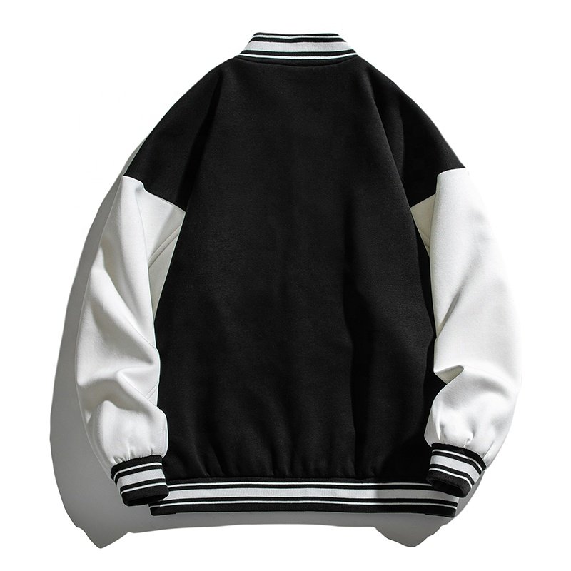 OEM Custom Design Long Sleeves Embroidery Black Couple College Baseball Men's Jacket Letterman Light Blue Varsity Jacket