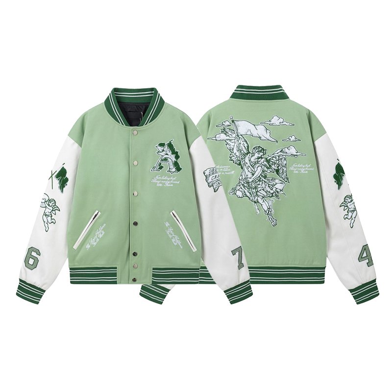 Wholesale New Arrival High Quality Baseball Uniform PU Leather Coat StreetWear Embroider Amirii Oversize Men's Varsity Jacket