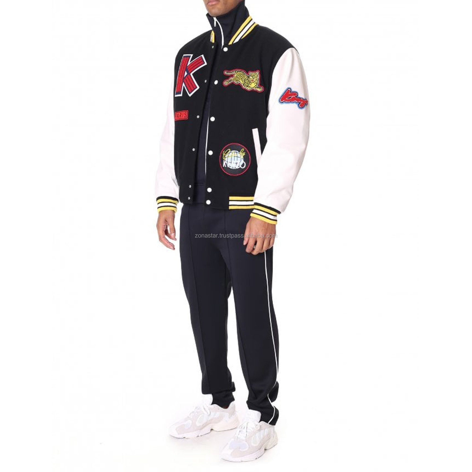 Professional Men's Winter Baseball Varsity Jackets Black Arm Leather Sleeves Streetwear Fur Plus Size Letterman Baseball Varsity