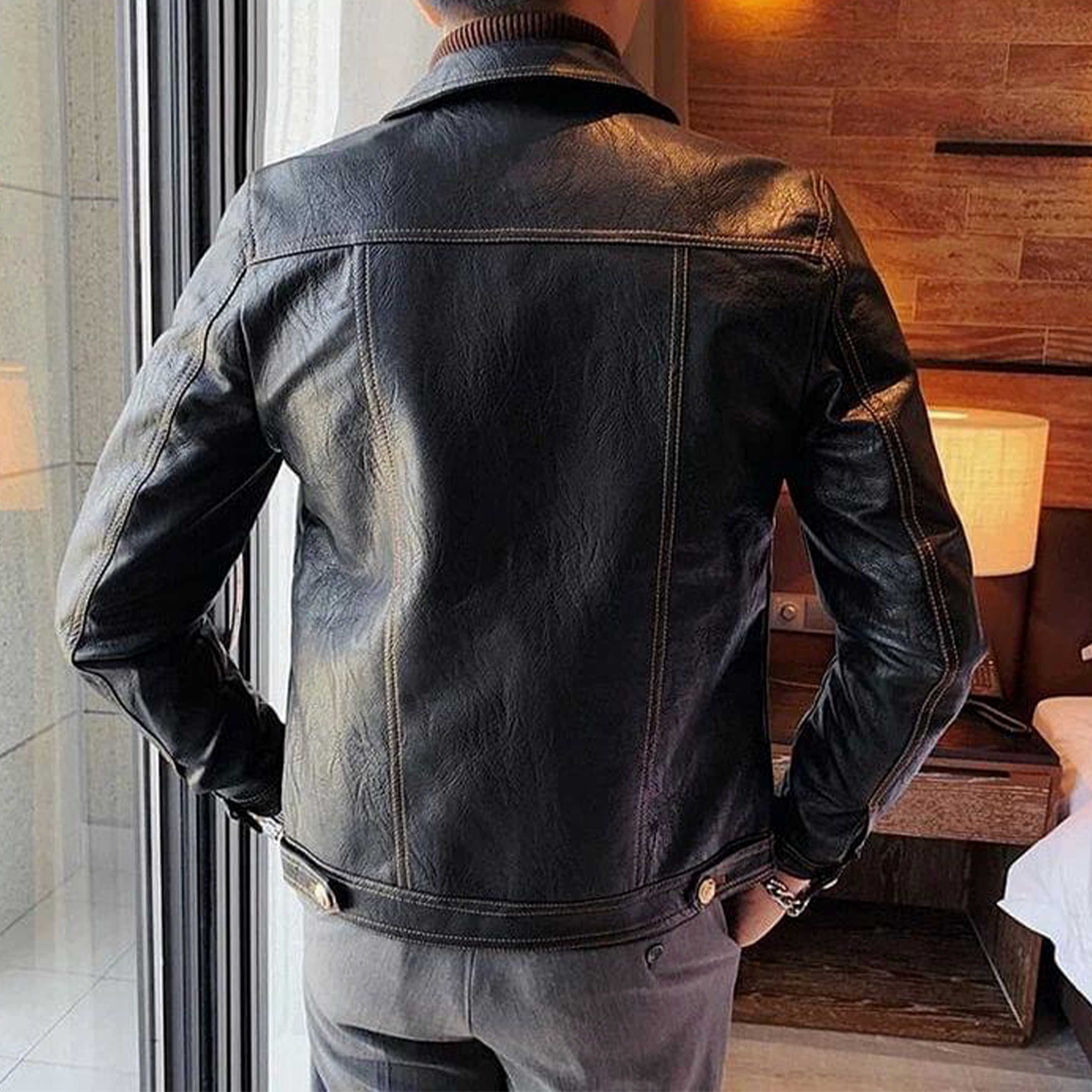 Winter Special Cheap Price High Quality Factory Made Handmade Genuine Leather Jacket for Men Warm