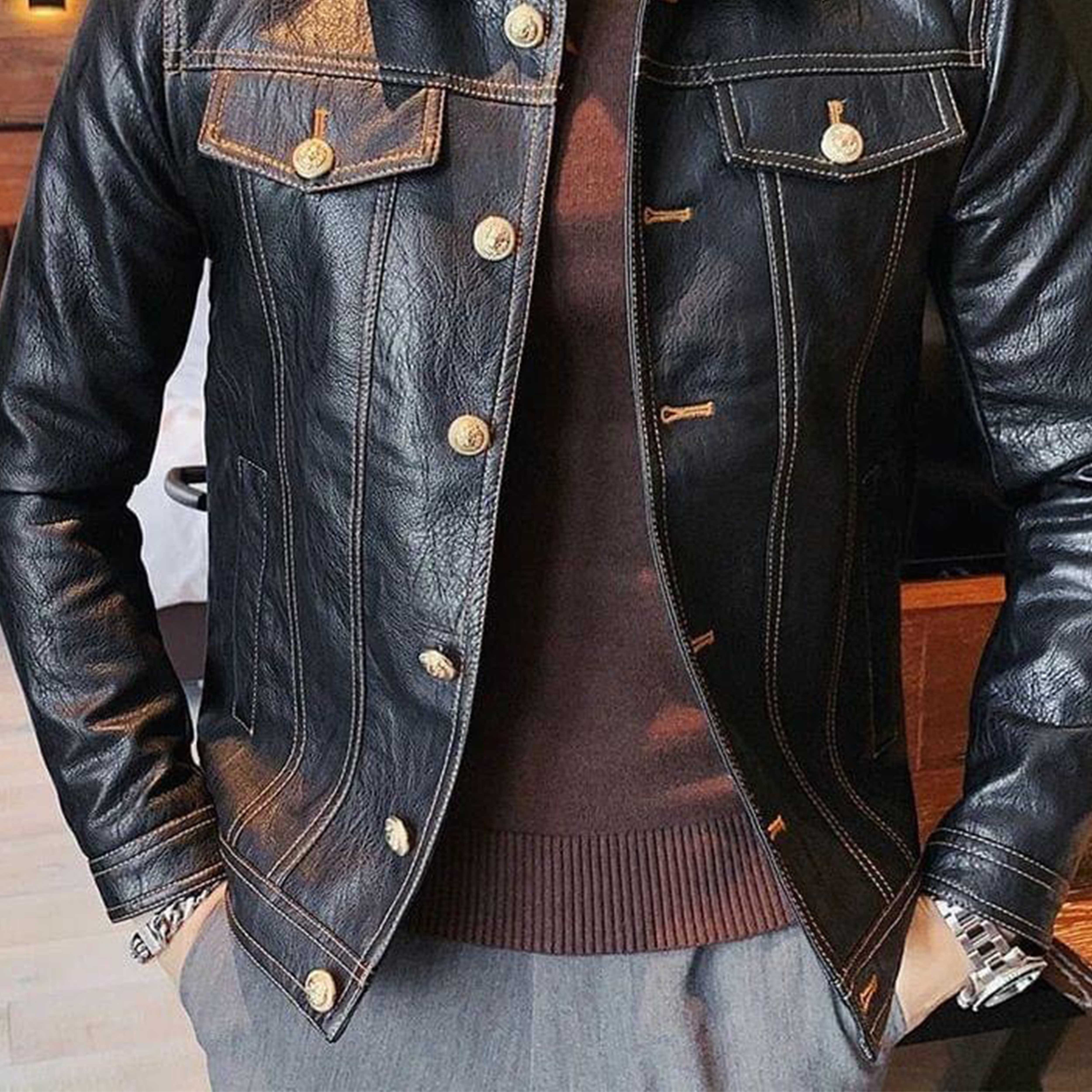 Winter Special Cheap Price High Quality Factory Made Handmade Genuine Leather Jacket for Men Warm