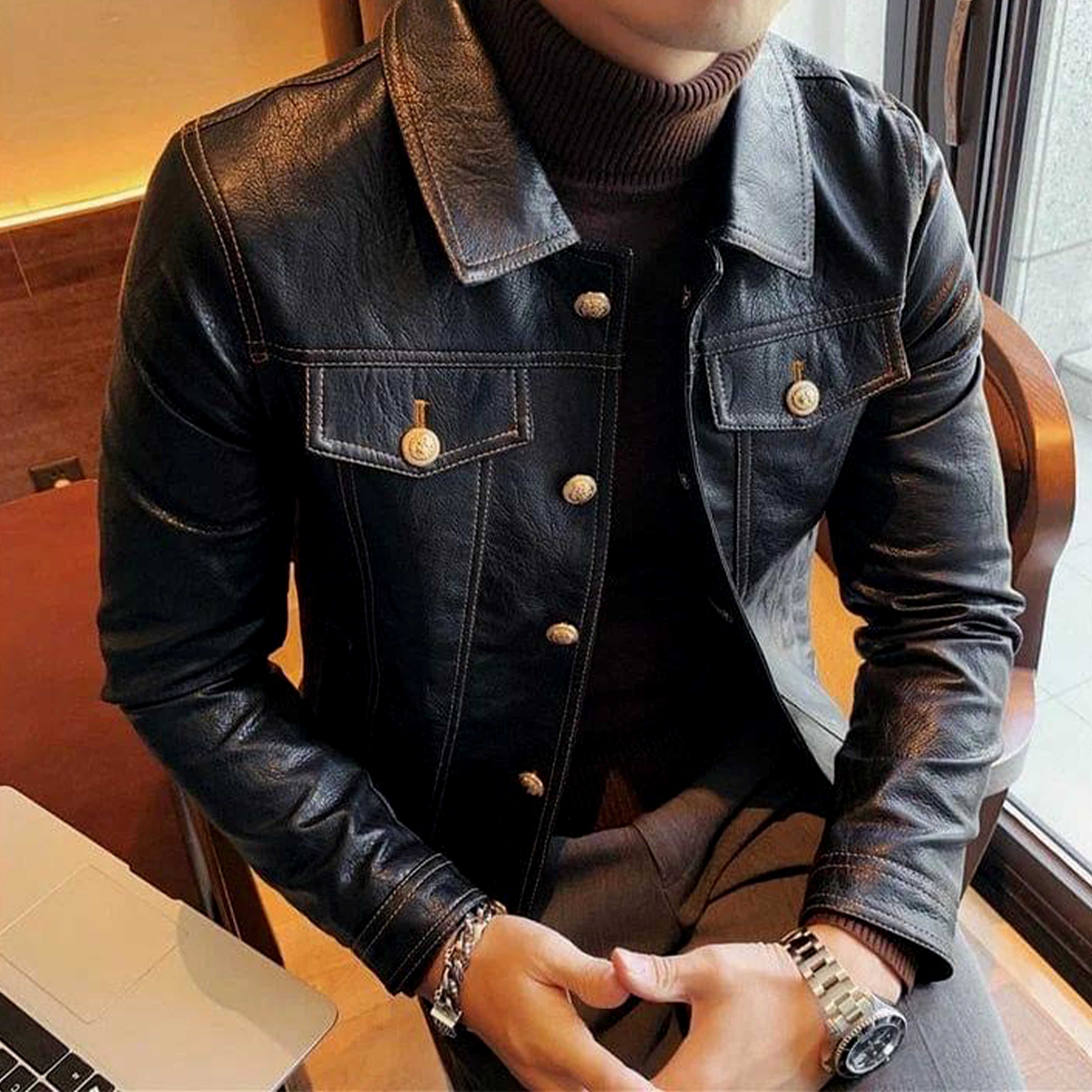 Winter Special Cheap Price High Quality Factory Made Handmade Genuine Leather Jacket for Men Warm
