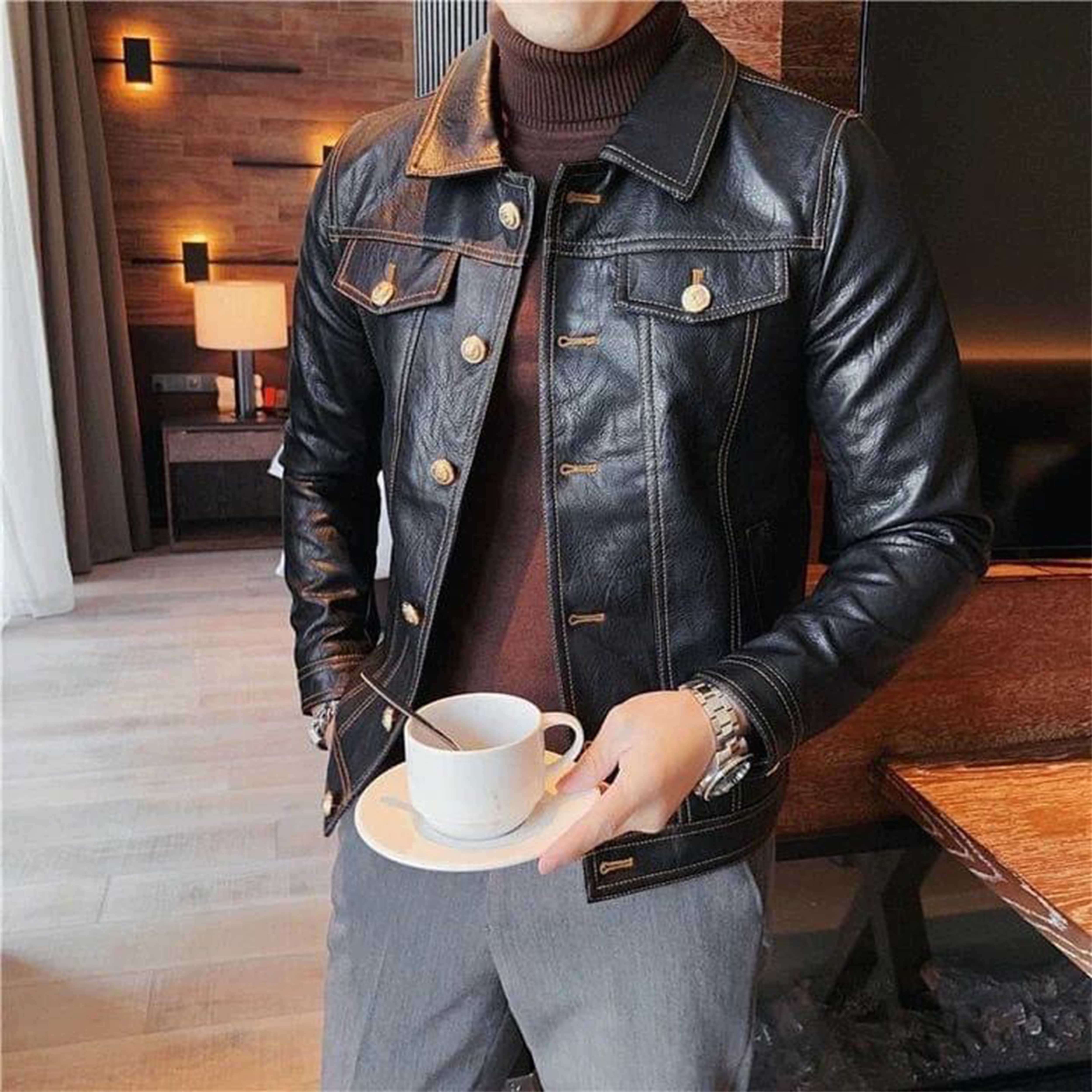 Winter Special Cheap Price High Quality Factory Made Handmade Genuine Leather Jacket for Men Warm