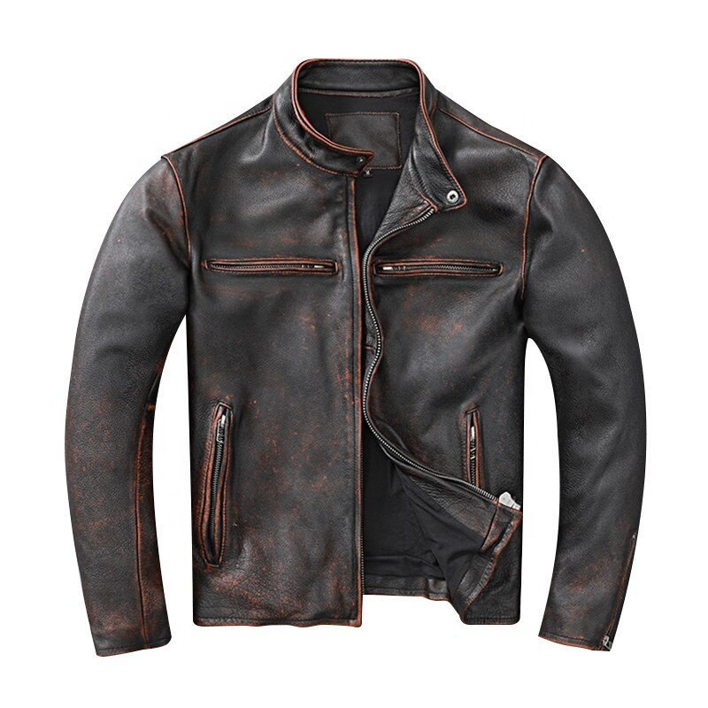 High Quality Fashion Leather Jackets For Men's Plain Solid Color Plus Size Breathable Custom Men Leather Jackets
