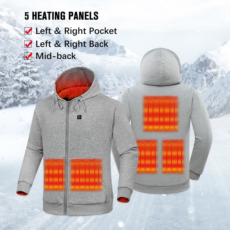 USB Battery Powered Heated 5V /2A Plus Size Women Men's Jacket Smart Temperature Control Outdoor Classic Style Hoodie