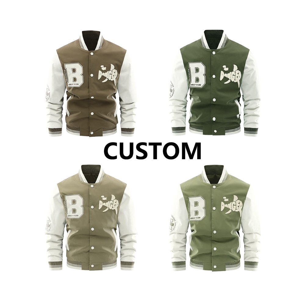 Baifa OEM Fashion Large Sizes Varsity Jackets Custom New Street Style Letterman Jacket Plus Size Baseball College Men's Jackets