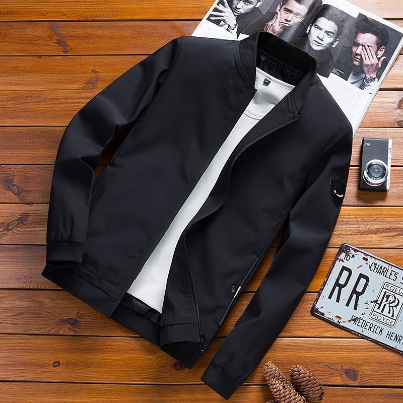 T1901 Men's jacket Spring and autumn style Korean slim shape solid color coat Men's adolescent large size jacket men's wear