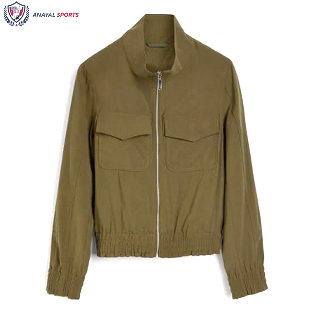 Pakistan Made High Quality Women Jackets Khaki Green Color Customize Stylish Women Outer Wear Bomber Jackets BY ANAYAL SPORTS