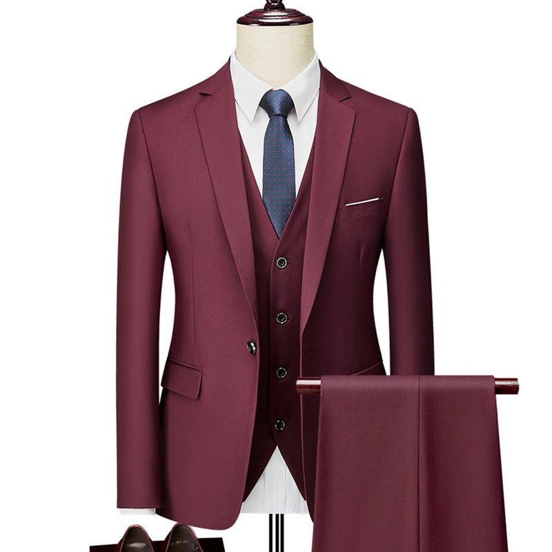 Men's Business Suit Jacket Pants High-end Wedding Party Groom Set 2-piece Jacket Pants Large Suit