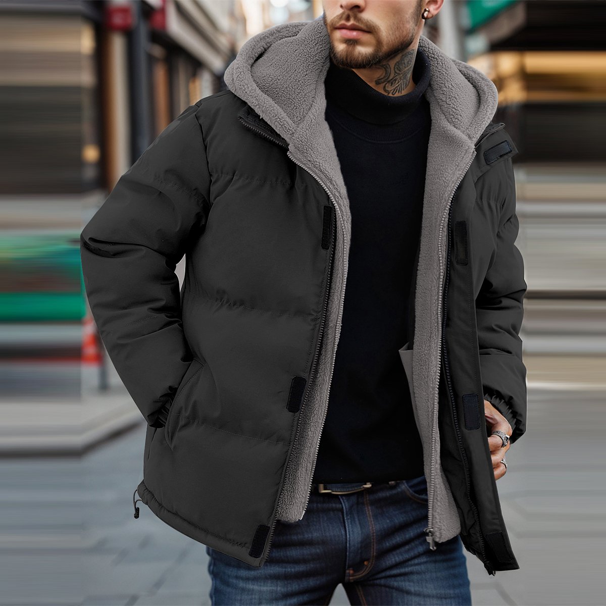 Men's Winter Jacket Heavyweight Quilted Puffer Parka Coat Men Ski Jackets Thicken Windproof Down Coat fleece jacket for men