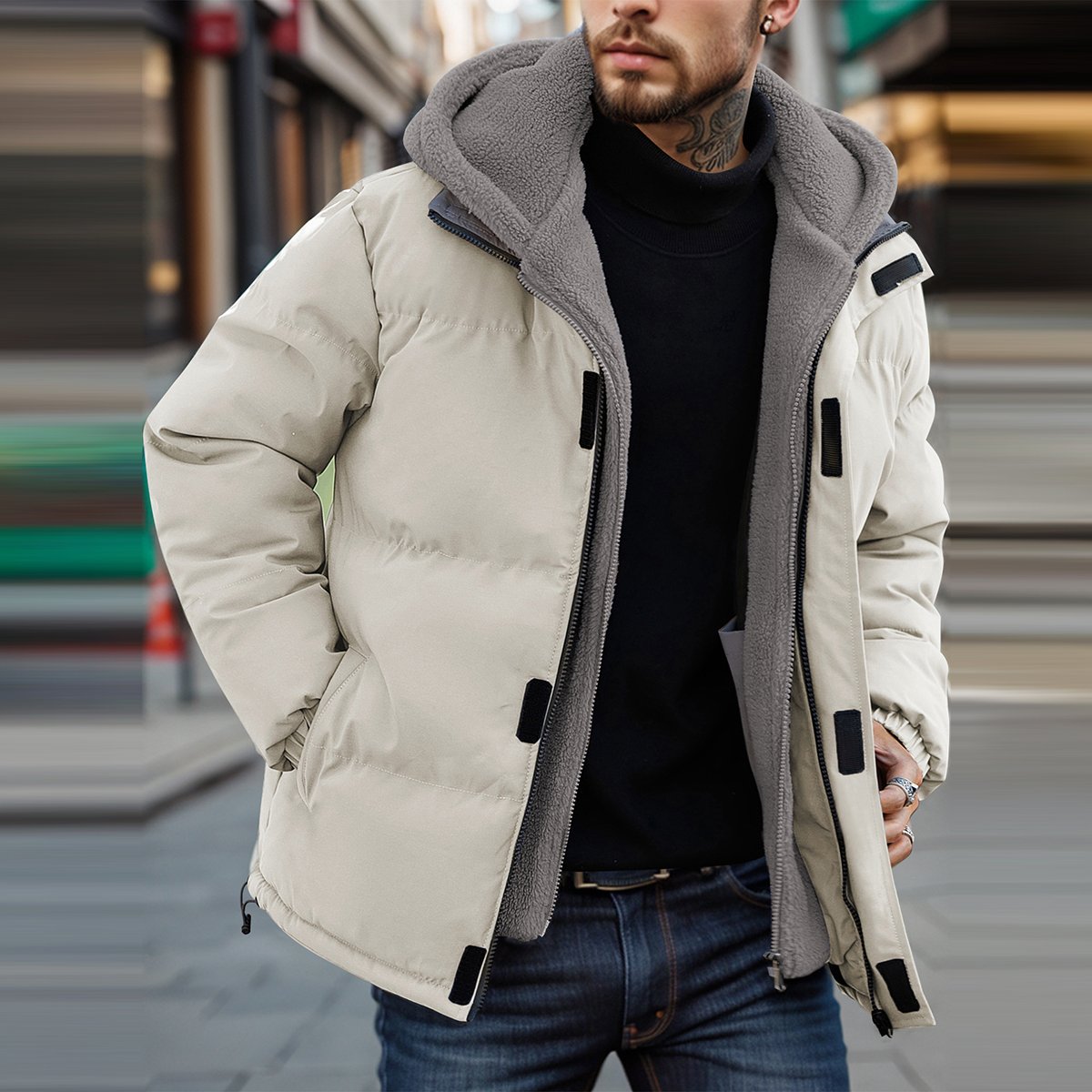 Men's Winter Jacket Heavyweight Quilted Puffer Parka Coat Men Ski Jackets Thicken Windproof Down Coat fleece jacket for men