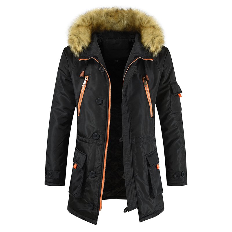 Fur Hooded Parka Men Coats Winter Fleece Jackets Men Slim Thicken Outwear Warm Coat Top Brand Clothing Casual Men's Tops
