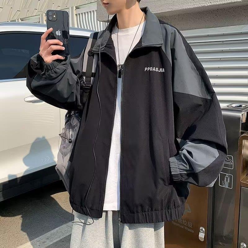 Zip Up Top Long Sleeve Fashionable Varsity Men's Coats Collage Outdoor Men's Jackets