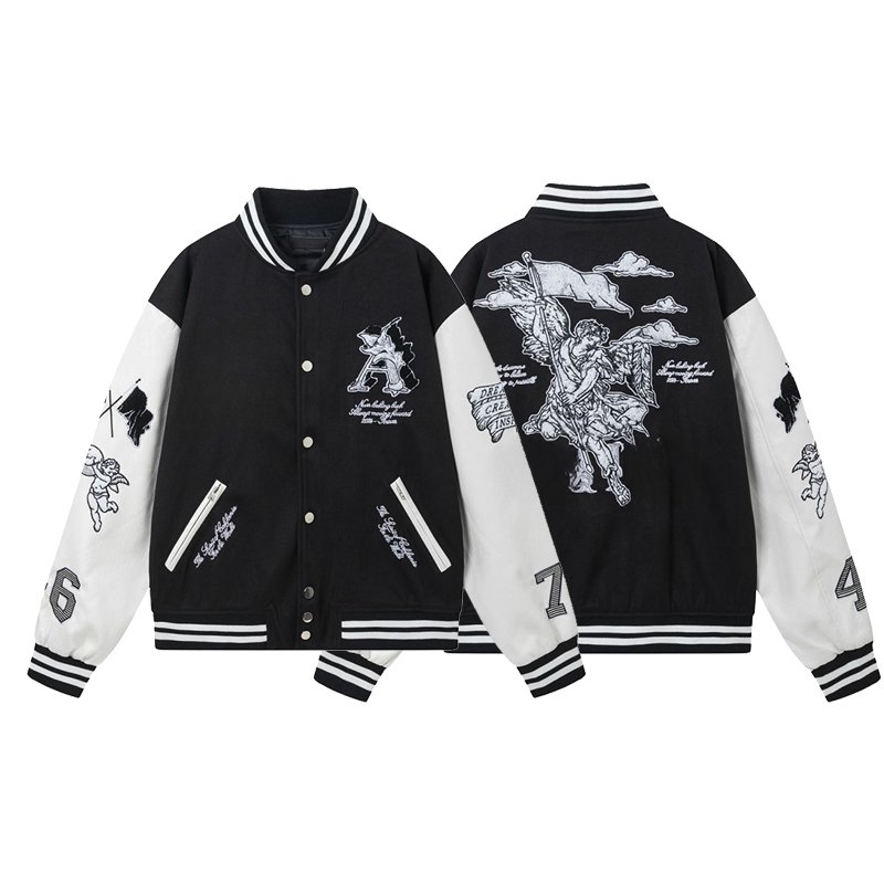 New Arrival High Quality Thick Winter Leather Coat StreetWear Embroidered Baseball Uniform Plus Size Men's Varsity Jacket