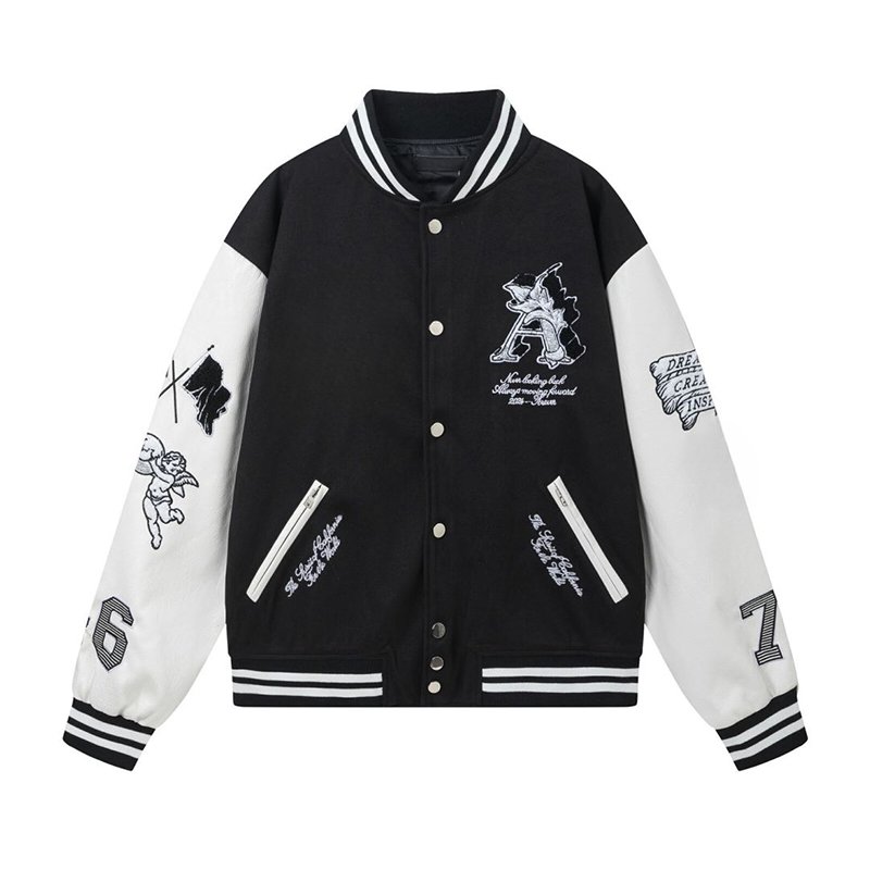 New Arrival High Quality Thick Winter Leather Coat StreetWear Embroidered Baseball Uniform Plus Size Men's Varsity Jacket