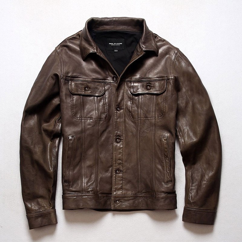 Customized OEM Wholesale Fashion High Quality Unisex Vegetable Tanned Sheepskin Casual Real Leather Jacket