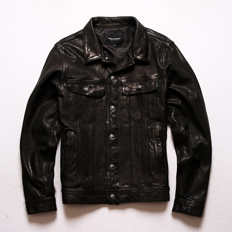 Customized OEM Wholesale Fashion High Quality Unisex Vegetable Tanned Sheepskin Casual Real Leather Jacket