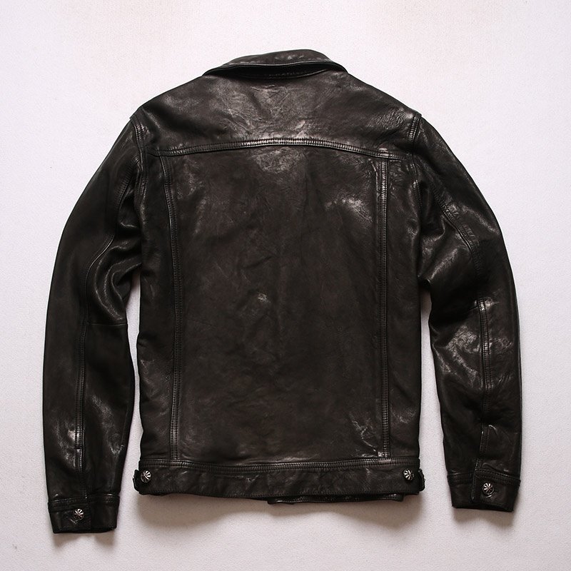 Customized OEM Wholesale Fashion High Quality Unisex Vegetable Tanned Sheepskin Casual Real Leather Jacket