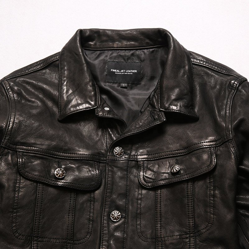 Customized OEM Wholesale Fashion High Quality Unisex Vegetable Tanned Sheepskin Casual Real Leather Jacket