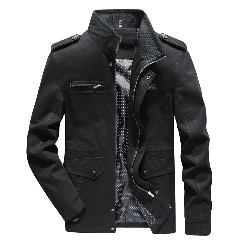 Fleece Men's Jacket Winter Middle-aged and Elderly Stand-up Collar Thick Warm Men's Jacket Clothes Dad Wear Casual Leather
