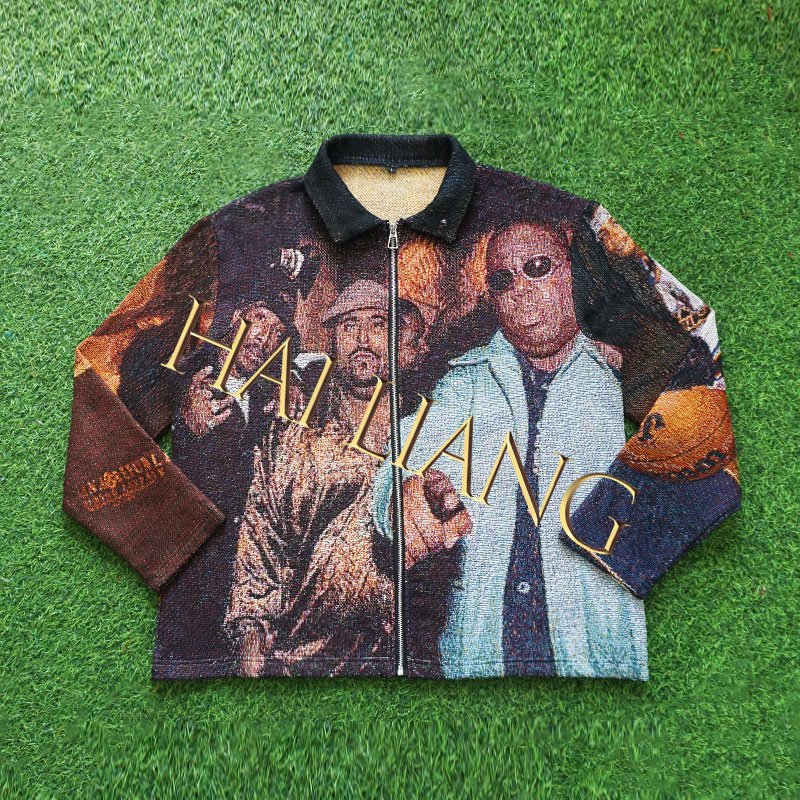 Dropshipping Men's Tapestry Jackets Hip Hop Jacquard Woven Clothing Plus Size Zipper Tapestri Blanket Jackets Coats For Men