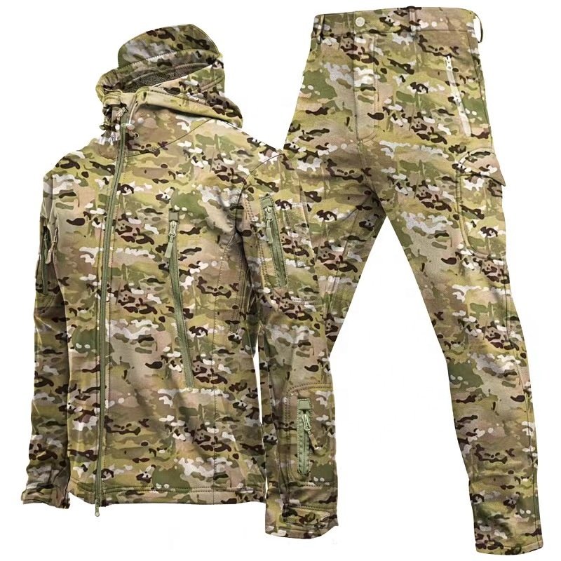 Men's Three-in-One Waterproof Shark Skin Soft Shell Winter Jacket Outdoor Hoodie Warm Windproof Breathable Solid Pattern Design