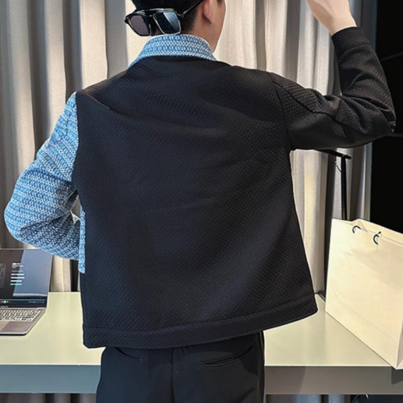 OEM service custom loose warm men's Modernist Panelled splice denim jacket mens clothing