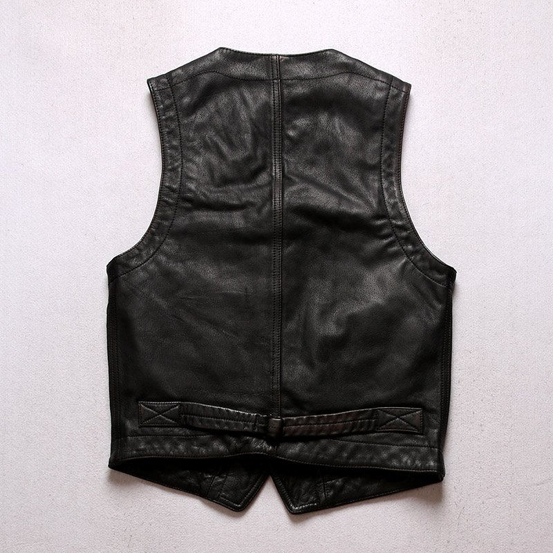 Wholesale Plus Size Vests for Men Stylish Utility Genuine Leather Sleeveless jacket casual 100% Natural Cowhide waistcoat