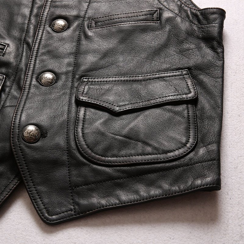 Wholesale Plus Size Vests for Men Stylish Utility Genuine Leather Sleeveless jacket casual 100% Natural Cowhide waistcoat