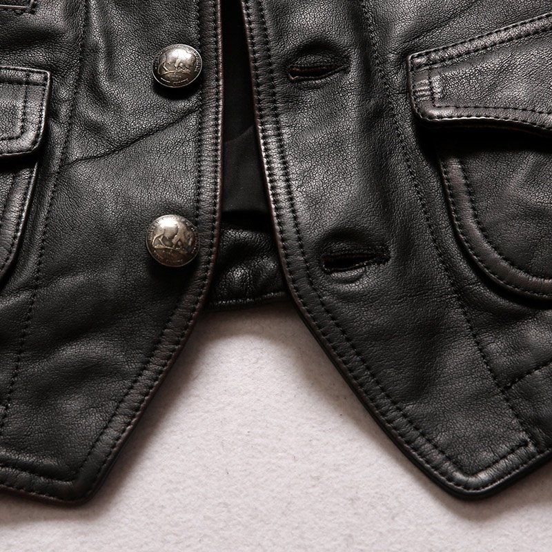 Wholesale Plus Size Vests for Men Stylish Utility Genuine Leather Sleeveless jacket casual 100% Natural Cowhide waistcoat