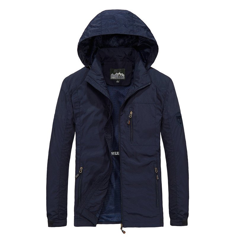Spring and Autumn Thin Men's Hooded Charge Coat Outdoor Large Water Splash Proof Charge Coat Men's Casual men's Jackets