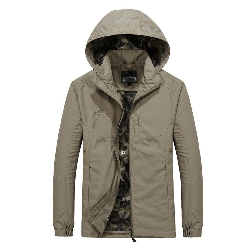 Spring and Autumn Thin Men's Hooded Charge Coat Outdoor Large Water Splash Proof Charge Coat Men's Casual men's Jackets