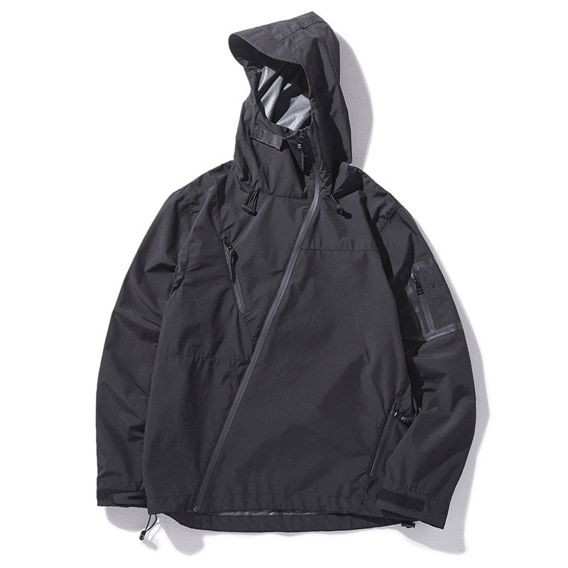 High Quality Trendy Brand High Street Windbreaker Men's Black Loose Retro Jacket