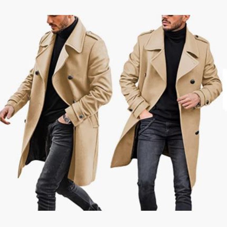 Liu Ming Hot Selling 2024 Fashion Men Stylish Outwear Long Sleeve Pocket Long Jacket Winter Slim Trench Coats